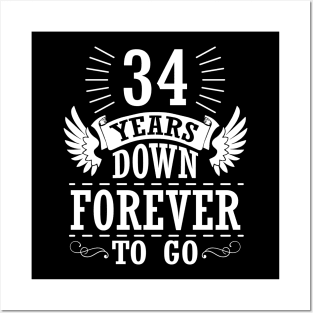 34 Years Down Forever To Go Happy Wedding Marry Anniversary Memory Since 1986 Posters and Art